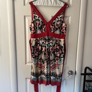 Elegant Red and Black Patterned Dress